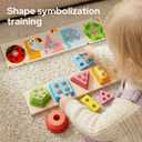 lalalark Montessori Toys for 1 2 3 Year Old, Wooden Sorting & Stacking Toys with 5 Theme Cards, Educational & Learning Sensory Sorter Toys for ToddlersBoys Girls Easter Valentine Birthday Gifts