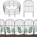 OUSHENG 25 Panels Metal Garden Fence 27ft x 24in - Rustproof Decorative Wire Fencing for Outdoor Yard, Flower Bed, Patio | Arched Animal Barrier & Landscape Edging (Black)