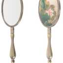 minkissy Vintage Handheld Makeup Mirror Portable Vanity Mirror for Women with Comfortable Handle 7.71In Lightweight Travel Compact