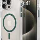 OTOFLY Compatible with iPhone 15 Pro Case, Compatible with Magsafe, Magnetic Shockproof Bumper Cover, Non-Yellowing, Anti-Scratch Clear Back, Pine Green