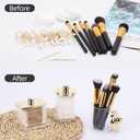 Tbestmax 3 Pack Qtips Dispenser - Bathroom Organizers and Storage Containers, Plastic Apothecary Jars with Gold Lids for Cotton Ball Swab Round Pads, Floss - Gold