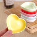 WHJY Pink Love Heart Shaped Ceramic Bowl Set of 6, Contemporary Porcelain Side Dishes, Seasoning & Soy Dipping Sauce Bowls for Wedding & Birthday Party