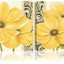 Laoybho Yellow Flower Wall Decor Floral Canvas Wall Art Bathroom Abstract Art Picture Print Painting Posters Botanical Decorative Artwork for Bedroom Corridor Home Decor Unframed (16" x 16" x 2)