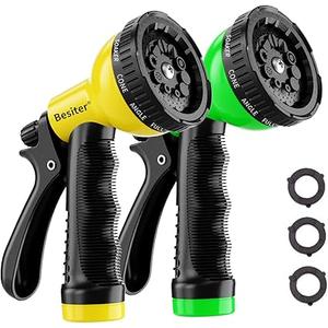 Garden Hose Nozzle Sprayer: 2 Pack 10 Watering Patterns Water Hose Spray Nozzles for Garden Hose Heavy Duty Hose Head Hose Attachment for Garden Hose YellowGreen