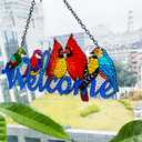 2 x Stained Glass Window Hanging, 6 Birds Sun Catcher for Window Door Home Decor, Perfect for Bird Lovers, Ideal Housewarming, for Women, Men, Mom