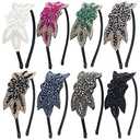 inSowni 8 Pack Multi Color 1920s Hair Accessories Beaded Flower Headbands Rhinestone Elastic Hair Hoops for Women Girls