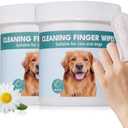 No Pawblems Natural Ear Wipes Finger for Dogs & Cats Comfy Finger Design | Clean Ear Wax, Debris & Dirt Gently | 100 Count Pack