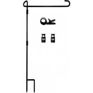 Garden Flag Stand Premium Garden Flag Pole Holder for All Seasons Yard Flags Metal Powder-Coated Weather-Proof Paint with 2 Stoppers and 1 Anti-Wind Clips