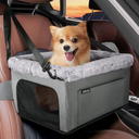 Deluxe Dog Booster Seat with Sturdy Metal Frame and Safety Leash for Small Pets up to 20 lbs - Portable Puppy Dog Car Seat with Thick Cushion and Storage Pockets for Small Dogs