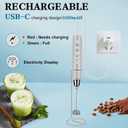 BSRGMS Milk Frother Handheld with Stand, Electric Whisk 3 Speed Adjustable, Drink Mixer with Stainless 3 Whisk, Rechargeable Hand Frother Wand, Foam Maker for Latte Cappuccino Hot Chocolate Egg Silver