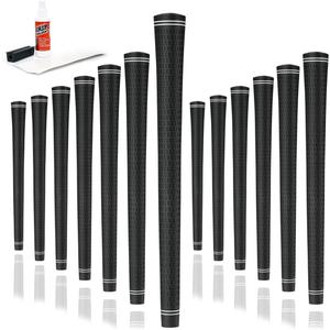 Karma Revolution 360 Golf Grips & Grip Kits, No Alignment Necessary, Easy Installation, Perfect for Adjustable Golf Clubs, Choose Single, 9, 13, 25 Packs or Golf Club Grip Kit (Jumbo (+1/16"), Black)