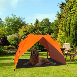 Dog Canopy Shade Shelter Tent for Small Medium Elevated Raised Outdoor Dog Bed Cots, Outside Dog House Pet Sun Umbrella, Quick Setup & No Assembly Needed, Orange 55"X40" (Cots Not Included)