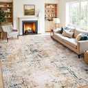 Rugflix 8x10 Washable Area Rugs, Neutral Boho Carpet Living Room Rug Non Slip Stain Resistant, Large Area Rug for Indoor Bedroom Dining Room Office, Brown