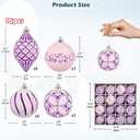 16PCS Shatterproof Christmas Ball Ornaments Set, Hand-Painted Holiday Decor with Assorted Sizes & Designs for Christmas Tree Thanksgiving Party Decoration, Purple-White