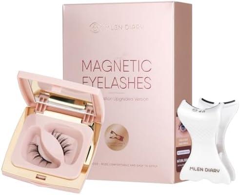 Dual Magnetic Eyelashes, Soft Magnetic Lashes Without Eyeliner, Reusable Lightweight Magnetic False Eyelashes with Applicator for Natural Makeup, No Need Glue