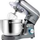 Aucma Stand Mixer,6.5-QT 660W 6-Speed Tilt-Head Food Mixer, Kitchen Electric Mixer with Dough Hook, Wire Whip & Beater (6.5QT, Gray)