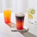 Turbo Bee 16 OZ 200 Sets Clear Plastic Cups with Strawless Sip Lids, To Go Crystal Clear Disposable Plastic Cups with Lids for Iced Coffee, Smoothies, Soda, Lemonade, Cold Beverage