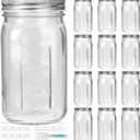 DHSBTLS 32 oz Glass Mason Jars, 12 Pack Wide Mouth Glass Canning Jars with Silver Aluminum Lids and Bands, Airtight Jars for Food Storage, Canning, Overnight Oats, Fermenting, Pickling, Decor