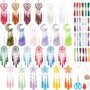 INFUNLY 24PCS DIY Small Dream Catcher Kits for Beginners Colorful Handmade Dreamcatcher Kit for Starters DIY Mini Star/Moon/Heart/Round Shape Ornament Making Kit for Bedroom Car Mirror Keychain Bag