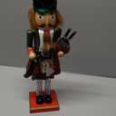 Merry Christmas Co. 14 Inch Traditional Wooden Nutcracker, Festive Holiday Tabletop Décor, Red Scottish