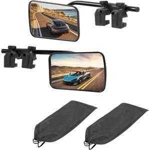 Clip-On Mirror Extenders for Towing - 360 Adjustable Side Mirror Extensions with Flat Locking DesignTool-Free Installation compatible with RV, SUV, Trucks, Vans, Trailers (1 Pair)