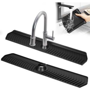 Kitchen Sink Faucet Mat,30in New Foldable Faucet Mat for Kitchen Sink, Adjustable Waterproof Splash Guard Draining Mat,Keep Countertops Dry (Black,29.9" x 5.7)