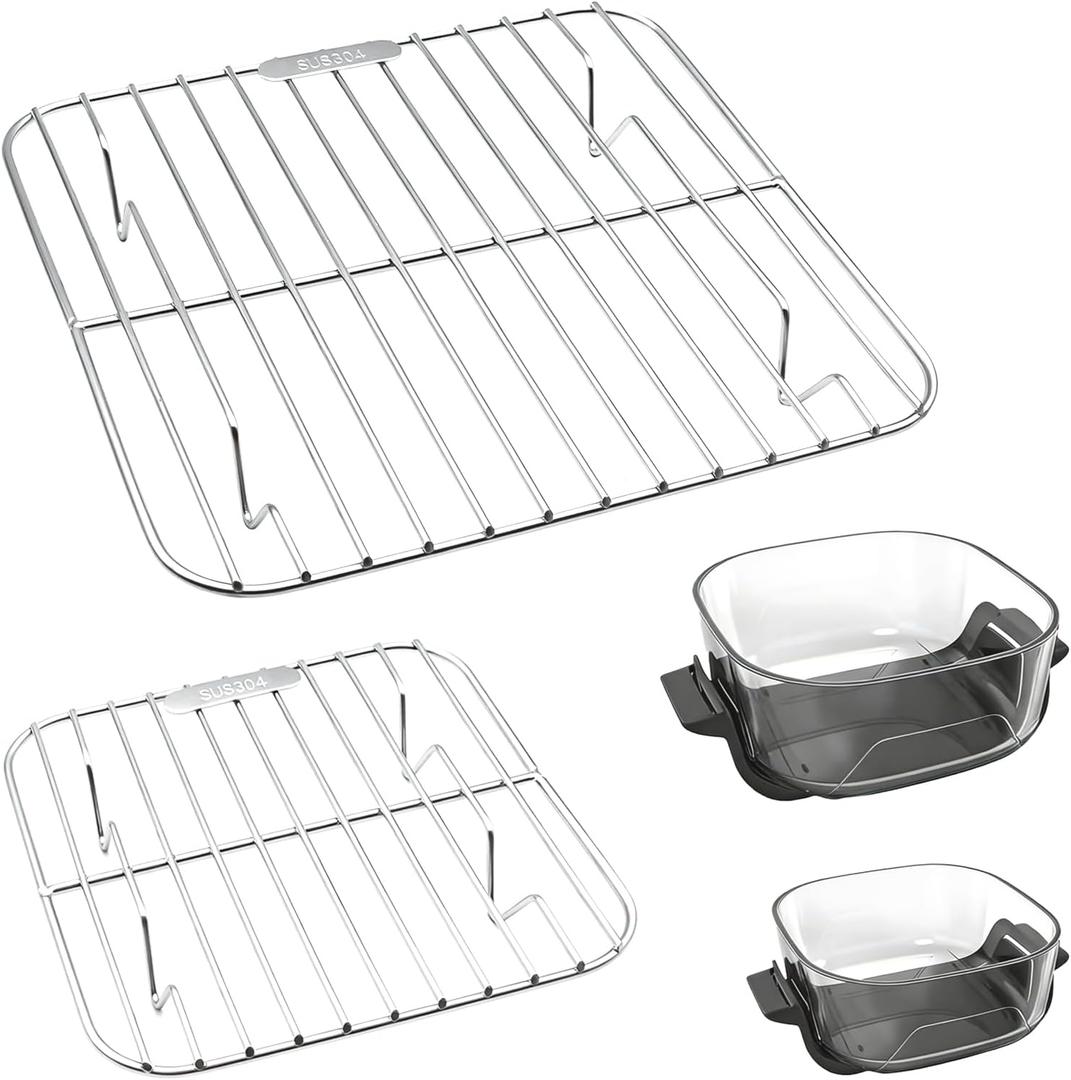 2 PCS Crisper Rack for Ninja Crispi Air Fryer FN101, Compatible with Ninja Crispi Glass Containers, Stainless Steel, Food Grade, Ninja Crispi Replacement Parts, Ninja Crispi Accessories