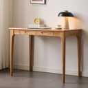 47" Solid Wood Desk with Drawers, Small Writing Desk & Wooden Computer Desk