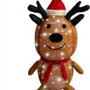 Fraser Hill Farm 4-Ft. Prelit Collapsible Tinsel Reindeer with LED Lights, 3D Light up Decoration for Indoor or Outdoor Display, Christmas Holiday Decor for Outside, Yard, Porch