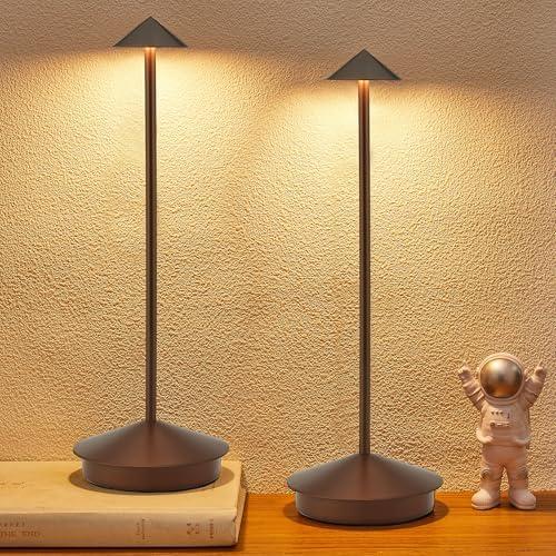 XMINKDZA Portable Led Cordless Lamp Table Light 2 Pack, Rechargeable 6000mAh Battery Outdoor Table Lamp for Dinning Restaurant Patio Bedroom Camping, IP54 Waterproof, Dimmable