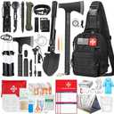 Survival Kit, 262Pcs Survival Gear and Supplies with First Aid Kit Pouch and Crossbody Bag, Emergency Kit with Tent, Camping Axe Hammer, Survival Shovel w/Pick, Bug Out Bag Gifts for Men Women