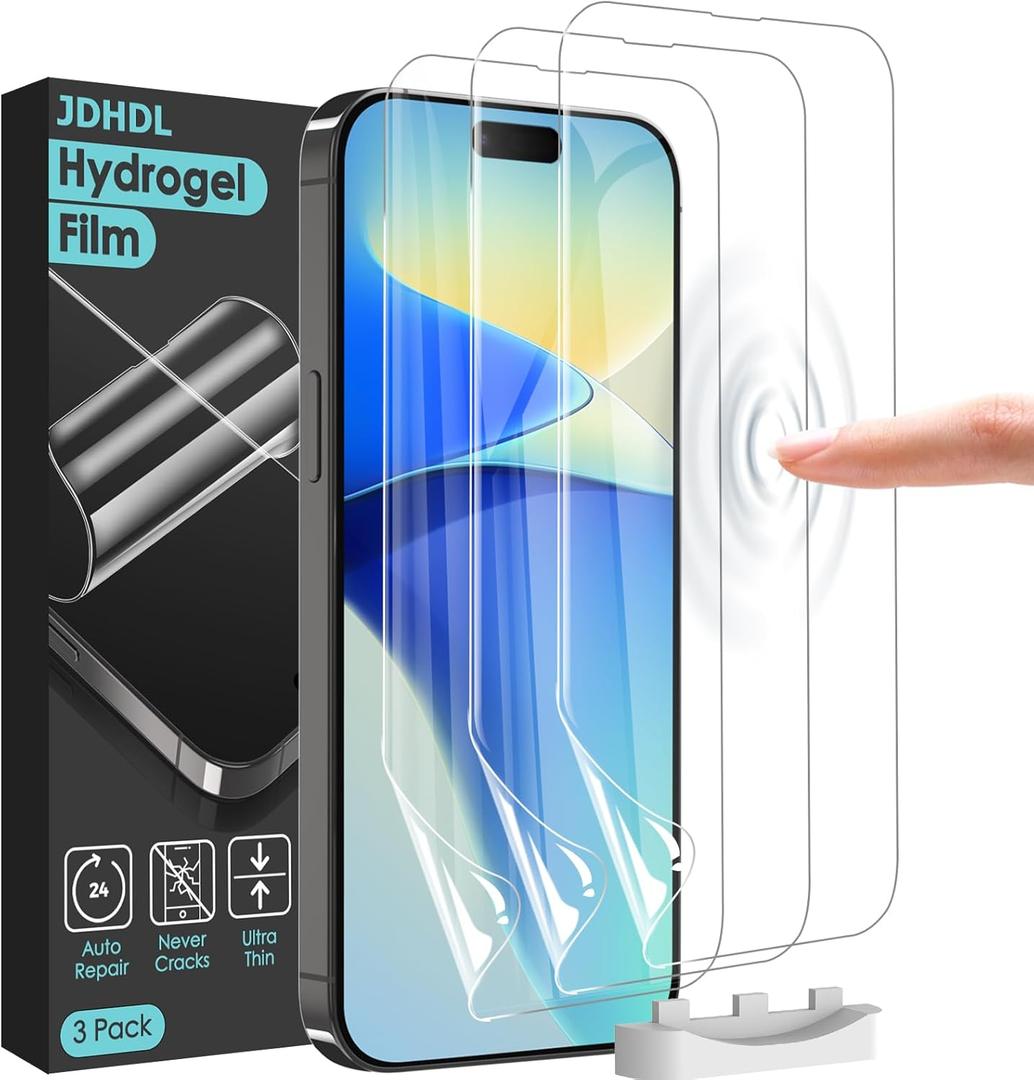 3 Pack Flexible Film Screen Protector for iPhone 16, Non-breakable Soft TPU Hydrogel Film for iPhone 16 Screen Protector Film (NOT Glass)
