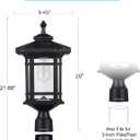 Solar Post Light Outdoor, ST4338Q Dusk to Dawn Post Lamp Solar Powered with Pier Mount Base for Pole Pillar Gates Yard Garden Pathway