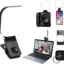 2 x Portable Magnetic Selfie Light Video Conference Lighting with Clip & Camera Adapter 1000mAh Battery 3 Light Modes for Phone Tablets Laptops Cameras Makeup Video Conferencing Live Streaming