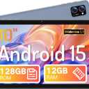 Tablet, Android 15 Tablets 10 inch with 12GB RAM+128GB Storage+2TB TF Card Expand, Octa-Core, 1280*800 HD Touch Screen Computer Tablet, 8-10H Long-lasting Battery Life,Wi-Fi & BT 5.0,Gray Blue