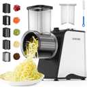 Electric Cheese Grater - 250W Electric Slicer Shredder Salad Maker with 5 Blades for Cheese, Vegetables, Fruits, and Salad, Easy One-Touch Control5 in 1Silver