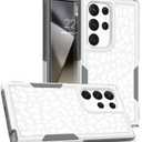 Bonoma Case for Samsung Galaxy S24 Ultra White Leopard Print, Heavy Duty Protection Shockproof Armor Case, Cute White Leopard Cheetah Cover for 6.8inch