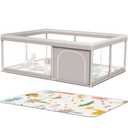 Hiaksedt Baby Playpen with Mat 65 x 50 Inch, PlayPen for Babies and Toddlers, Sturdy Safety Play Yard for Indoor & Outdoor with Zipper Gates