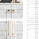 10 Pack Baby Sliding Cabinet Locks - Safeasy Adjustable U Shaped Child Safety Locks,Childproof Latches for Kitchen Bathroom Storage Cupboards Doors, Handles and Knobs (white, 10)