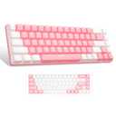 Portable 60% Mechanical Gaming Keyboard, MK-Box LED Backlit Compact 68 Keys Mini Wired Office Keyboard with Blue Switch for Windows Laptop PC Mac - Pink/White