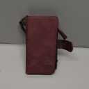 RANYOK Wallet Case Compatible with iPhone 13/14 (6.1 inch), Premium PU Leather Zipper Flip Folio Wallet RFID Blocking with Wrist Strap Magnetic Closure Built-in Kickstand Protective Case (Wine Red)