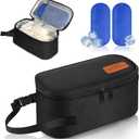 Breast Milk Cooler Travel Bag with Ice Packs - Small Portable Insulated Bag for Frozen Breastmilk - TSA Approved, Fits 5-7 Narrow Storage Bags (3-5oz), Fits Inside Diaper Bag (Black)