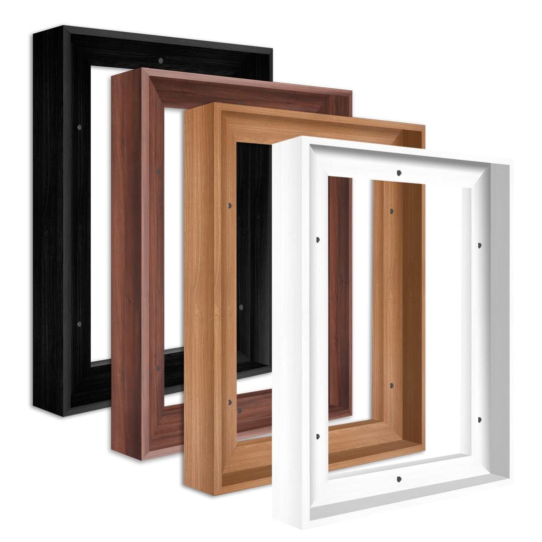 Canvas Floater Frame for 11.25" Deep Stretched Canvas, Floating Wall Art Frame Kit for Gallery-Wrapped Paintings Decor for Bedroom Living Room, Easy Assembly & Made in USA 12"X16", White