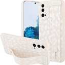 OOK Compatible with Samsung Galaxy S20 Leopard Case with Wrist Strap, White Leopard Cheetah TPU Shockproof Protection Slim Cover with Camera Protection for Women Girls