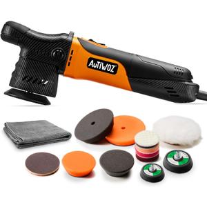 AUTIWOZ Mini Polisher, 2/3Inch Small Buffer Polisher, 630W with 12mm Random Orbital, Dual Action Car Polishers and Buffers for Car Detailing, Headlight Polishing, 2500-7000RPM with Soft Start, W02