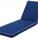 Chaise Lounge Cushion Outdoor, 80"x26"x3" Water-Resistant Navy Blue | Fade-resistant fabric, 30D thickened soft foam, long straps furniture replacement cushions, ideal for pool garden & balcony, 80" x 26" x 3"| 1 Pack
