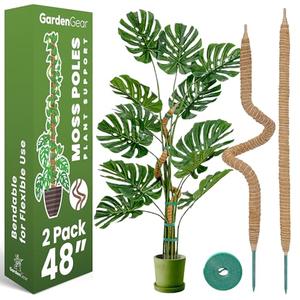 1Pack 48'' Bendable Moss Pole Monstera Plant Support for Climbing Indoor Plants - Stakes for Potted Climbers - Tall Sticks Indoor Trellis for Houseplants - Accessories for Monstera Pot