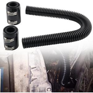 Universal 24" Flexible Radiator Hose Stainless Steel Universal Water Hoses Adapter Coolant Radiator Hose Kit Could be Used with 1-1/4", 1-1/2", 1-3/4" or 1-5/8" Radiator Necks (Black)