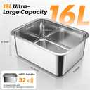 16L (4.23Gal) Extra Large (17.9x14x14.7) Elevated Dog Water Bowl, Height Adjustable Raised Stand for Large & XL Dogs, Stainless Steel No-Spill Bowl with Replaceable Filter for Multi Dog, No Pump