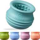 Bestalk Dog Enrichment Treat Toy, Long-Lasting Wobbly Interactive Freeze Lick Toys for Dogs, Stuffable Puzzle Feeder Toy for Boredom, Silicone Treat Dispensing Chew Toy (Teal Blue, M)